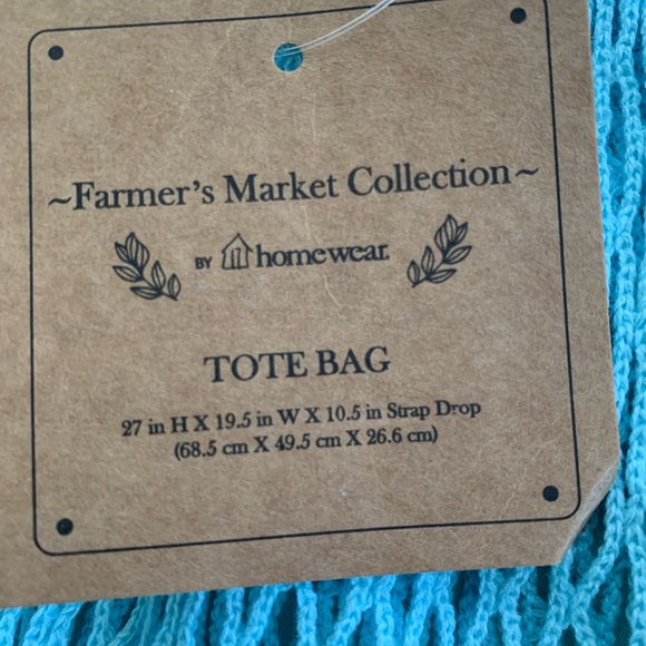 HomeWear Market Fishnet Style Grocery Tote Bag in Aqua - Picture 3 of 3